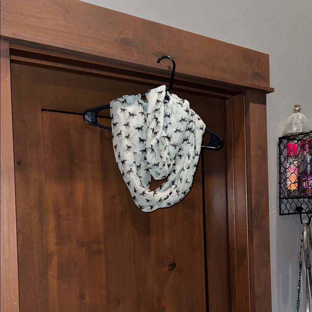 Horse Print Infinity Scarf-Black/White